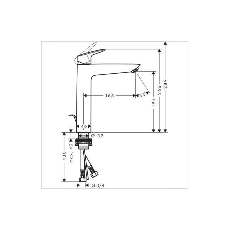Praustuvo maišytuvas Hansgrohe Logis 71090000, chromo sp.