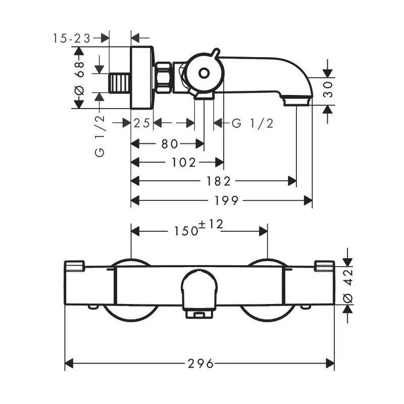 Termostatinis vonios maišytuvas Hansgrohe Ecostat 1001 CL