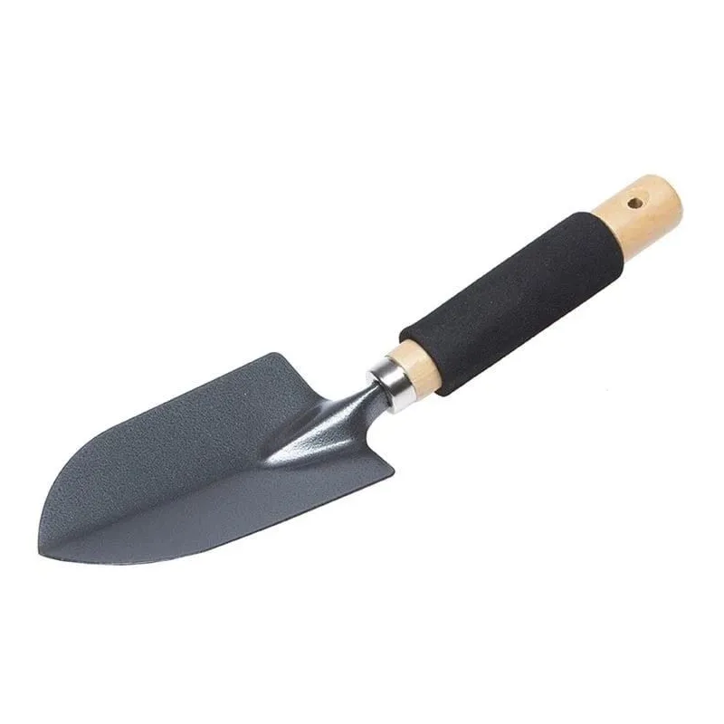 Garden trowel with a small wooden and r
