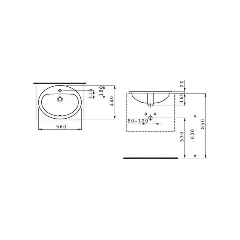 Vannas istabas izlietne Laufen Pro, keramika, 56 cm x 46 cm x 18.5 cm, balta krās.