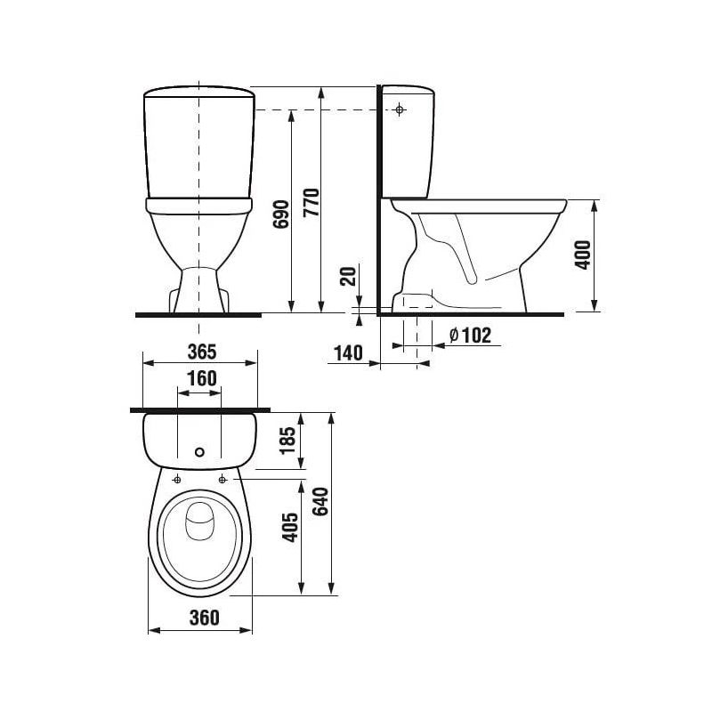 Tualetes pods WC Jika Norma. ar vertikālu noteku