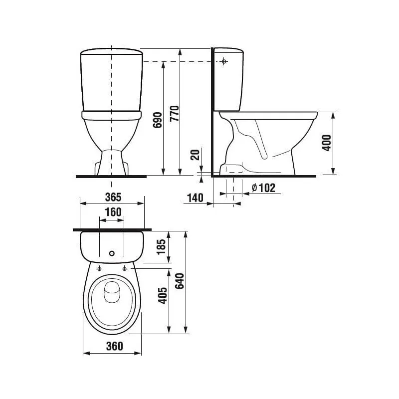 Tualete Jika Norma H8602710007871, ar vāku, 360 mm x 640 mm