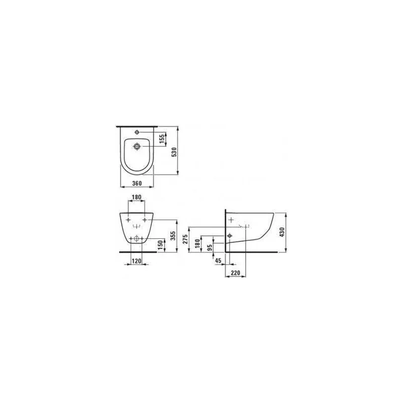 Bidē Laufen Pro 830952, 360 mm x 530 mm x 335 mm, balta krās.