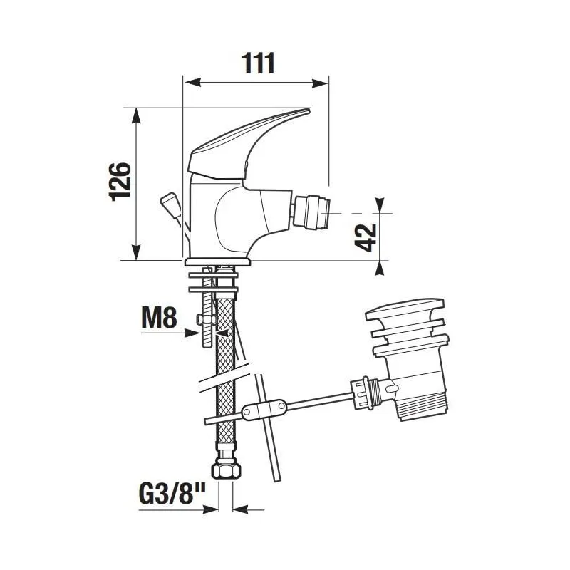 Bidė maišytuvas Jika Talas H3411N10041111, chromo sp.