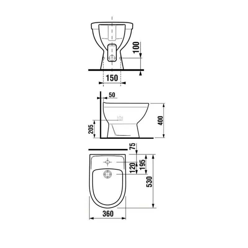 Bidē Jika Lyra Plus 32381, 360 mm x 530 mm x 400 mm, balta krās.
