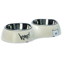 Bļoda dzīvn.dubulta balta ar zīm.2x220ml