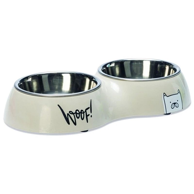 Bļoda dzīvn.dubulta balta ar zīm.2x220ml