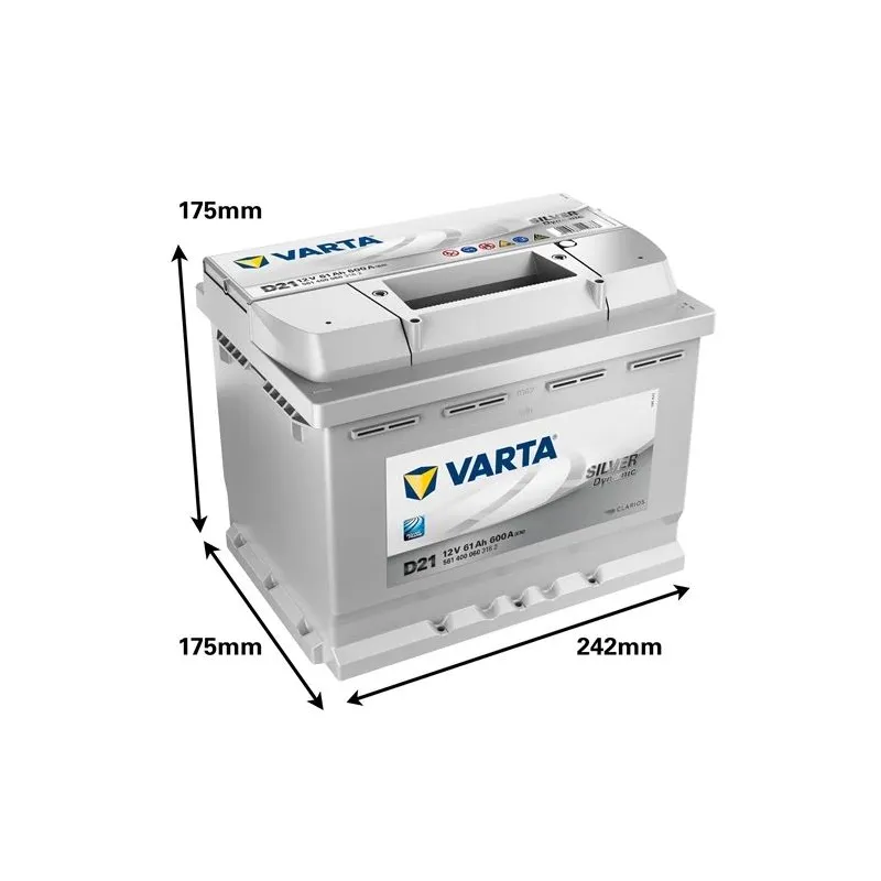 Battery varta sd 561400060 d21 61ah-600a