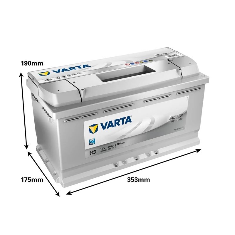 Akumulators 600402083 h3 100ah-830a en ,varta,