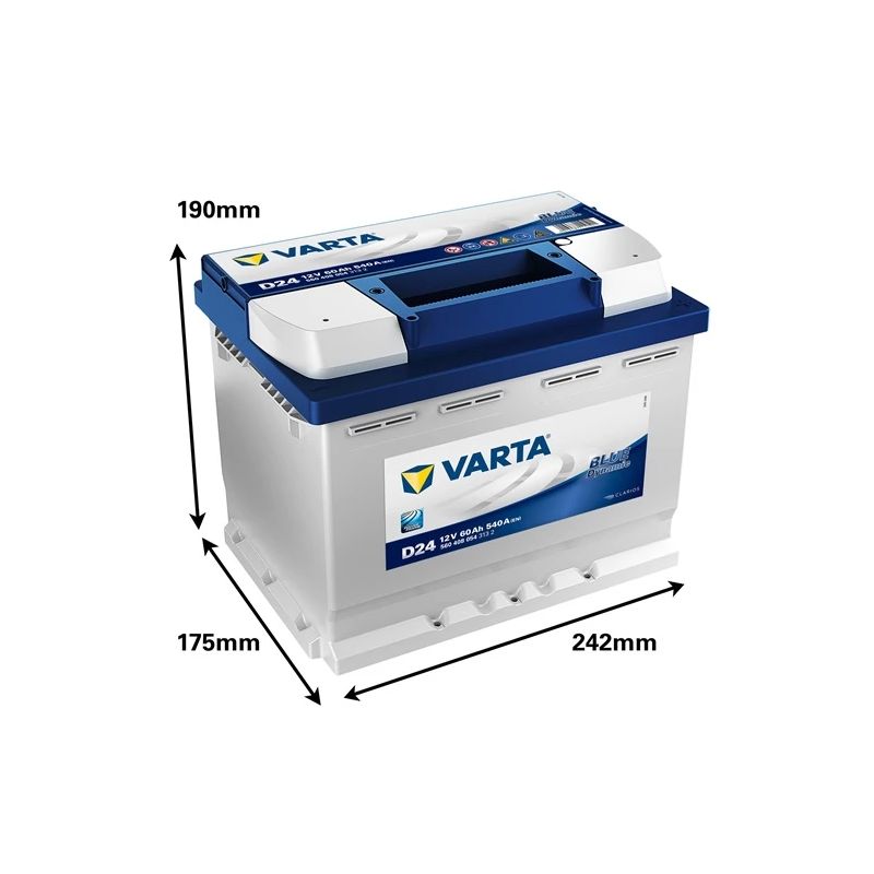 Akumulators 560408054 d24 60ah-540a en ,varta,