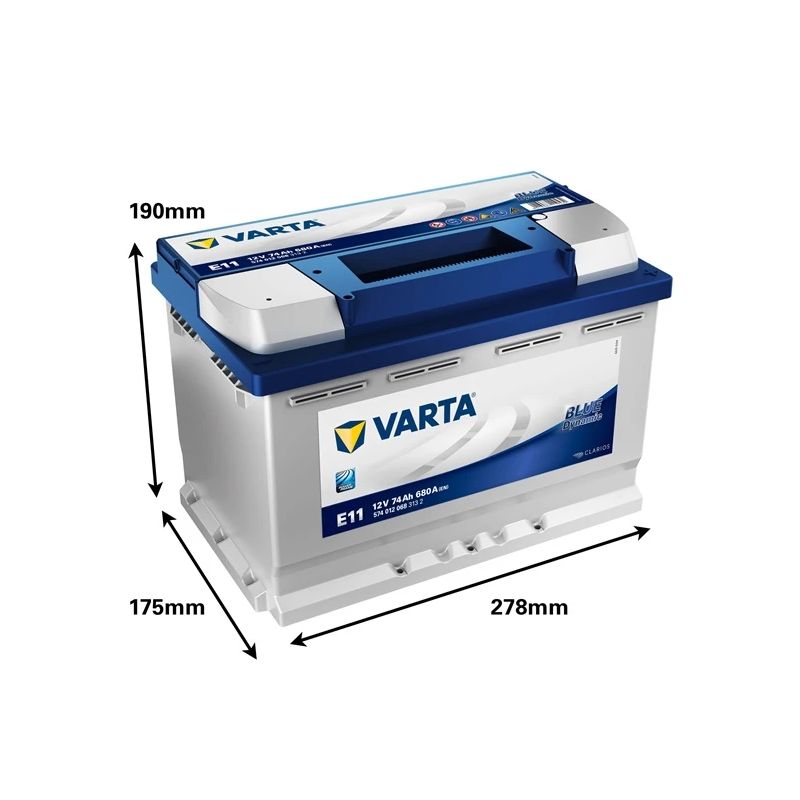 Akumulators 574012068 e11 74ah-680a ,varta,