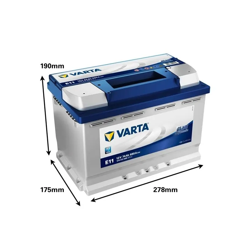 Akumulators Varta SLI E11, 12 V, 74 Ah, 680 A