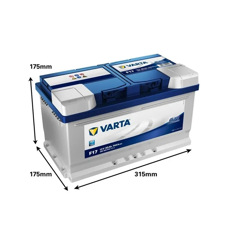 Akumulators Varta SLI F17, 12 V, 80 Ah, 740 A