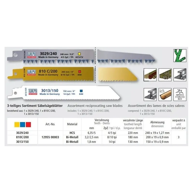 Zāģīšu komplekts Wilpu 1295500003, 24 cm, 3 gab.