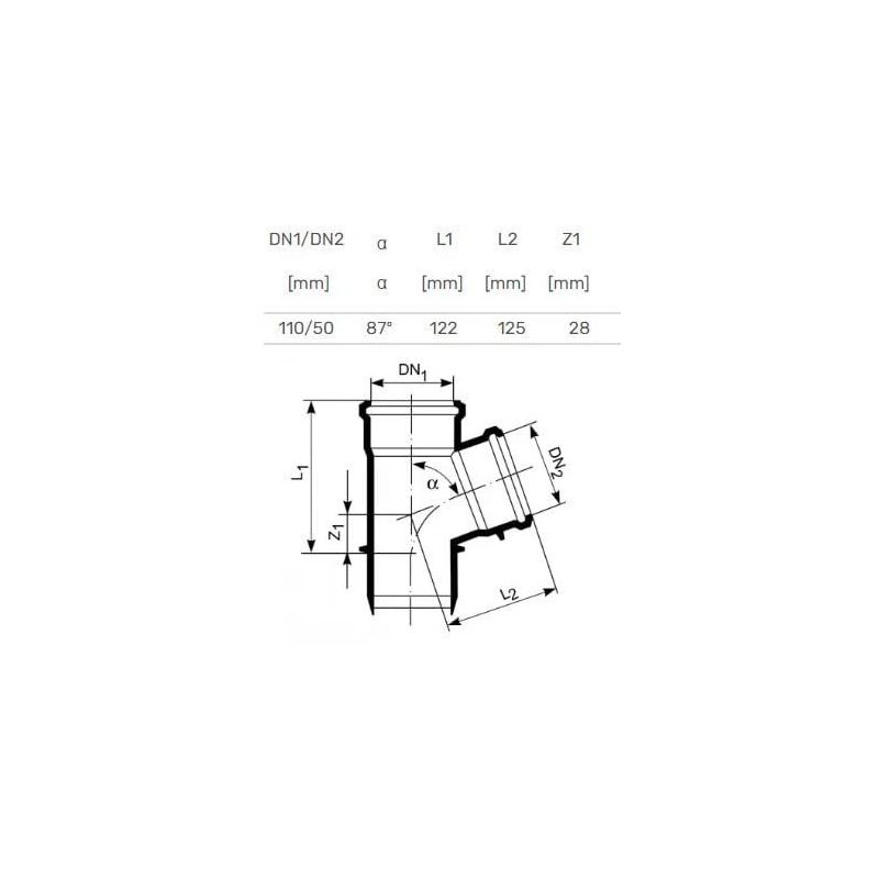 Trejgabals iekšējais D50-110x87° PP ,Magnaplast,