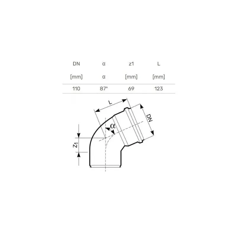 Elkonis āra kanalizācijai Magnaplast, 110 mm, 87 °