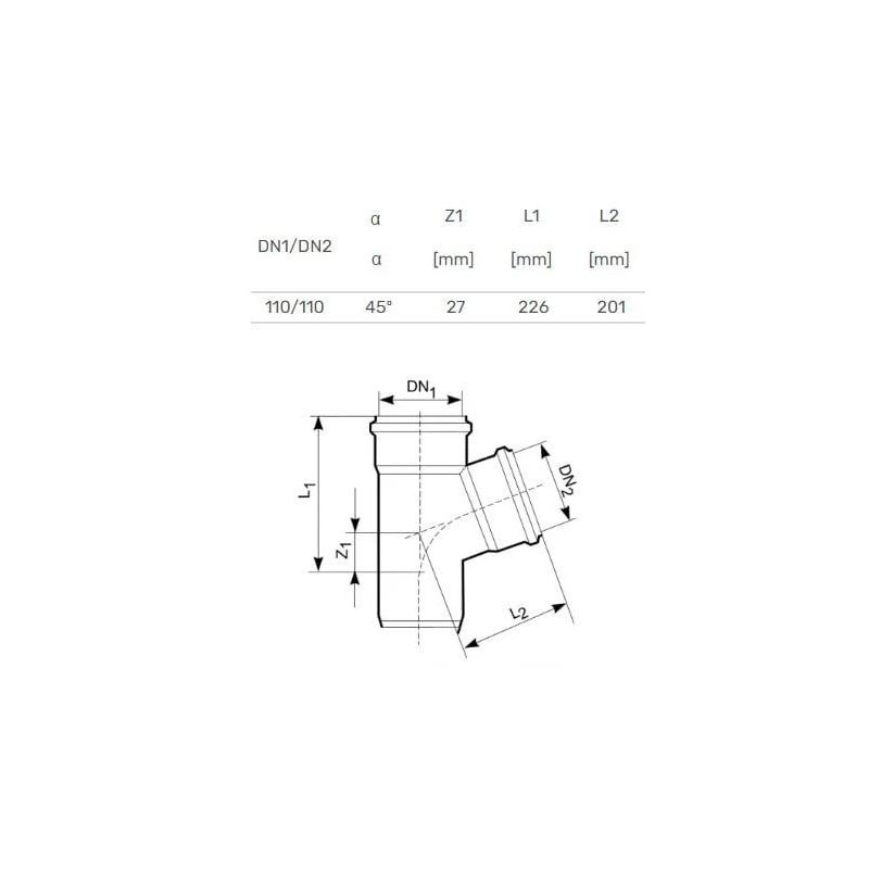 Trejgabals ārējais D110-110x45 PVC ,Magnaplast,