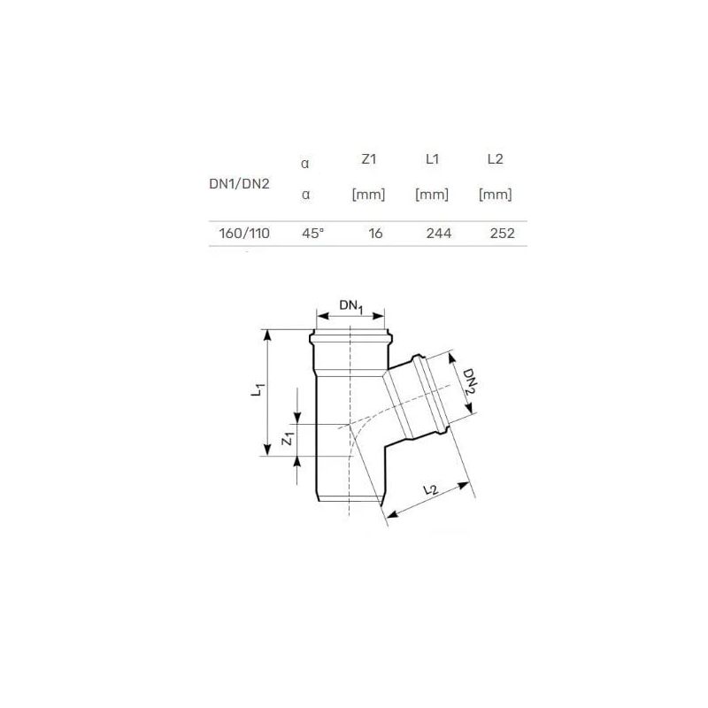 Trejgabals ārējais D110-160x45 PVC ,Magnaplast,