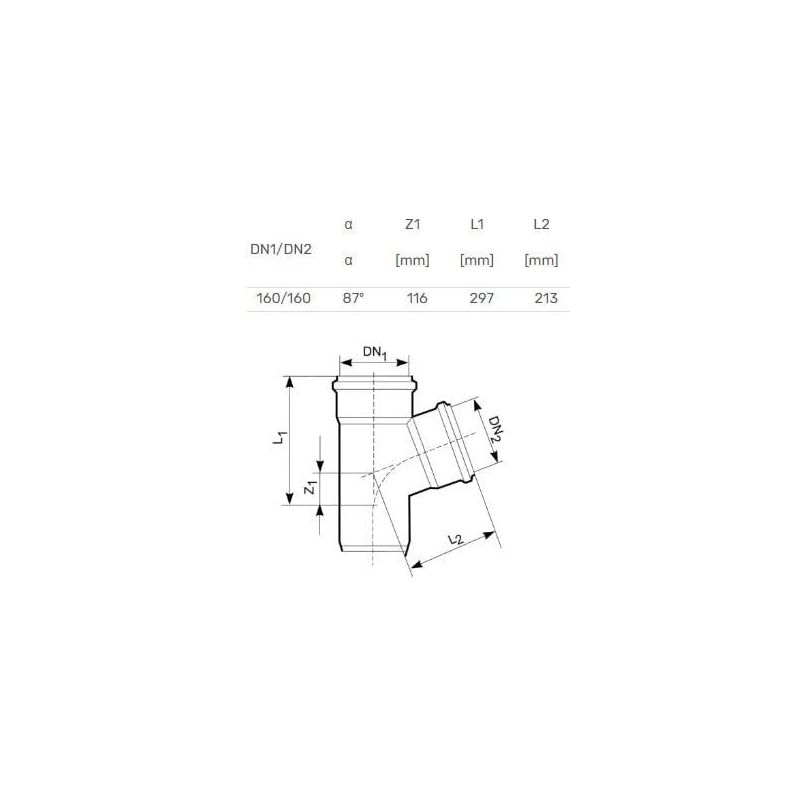 Trejgabals ārējais D160-160x87° PVC ,Magnaplast,