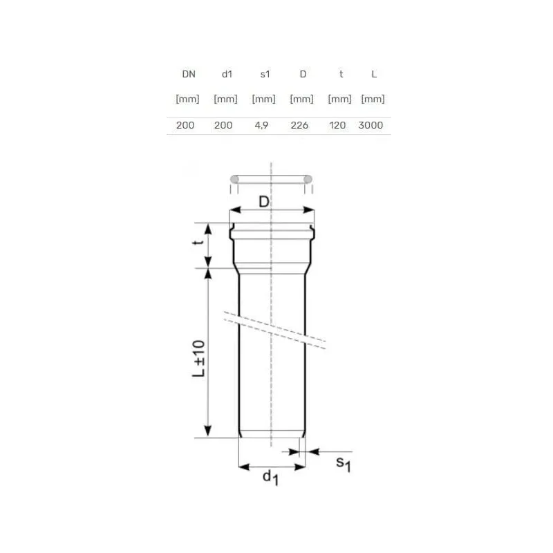 Caurule ārēja D200 SN4 3m PVC ,Magnaplast,