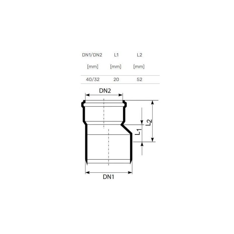 Pāreja PP Magnaplast DIA32-40. balta