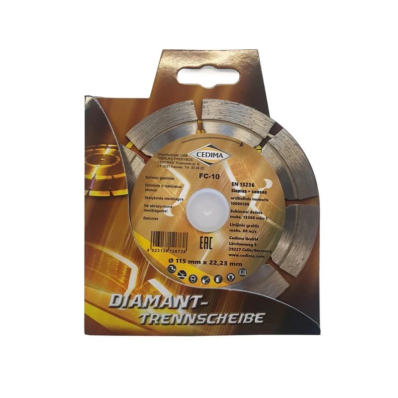 Dimanta griešanas disks Cedima 115x22.23x1.6-1.9mm FC-10
