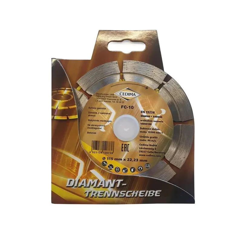 Griešanas asmens Cedima FC-10, 115 mm x 22.23 mm x 1 mm