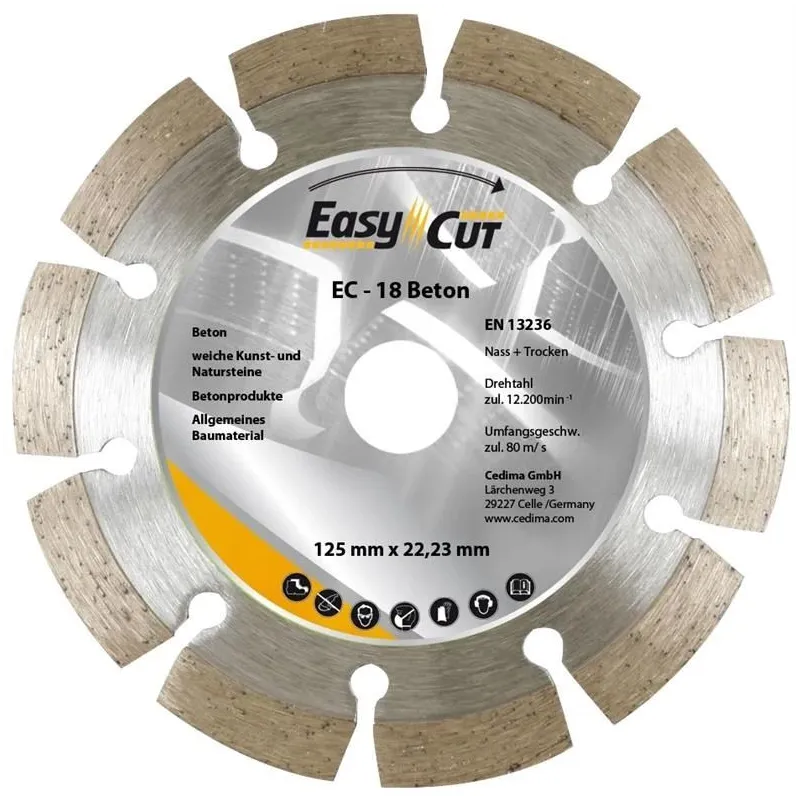 Griešanas asmens Cedima EC-18.1, 125 mm x 22.23 mm x 1.9 mm