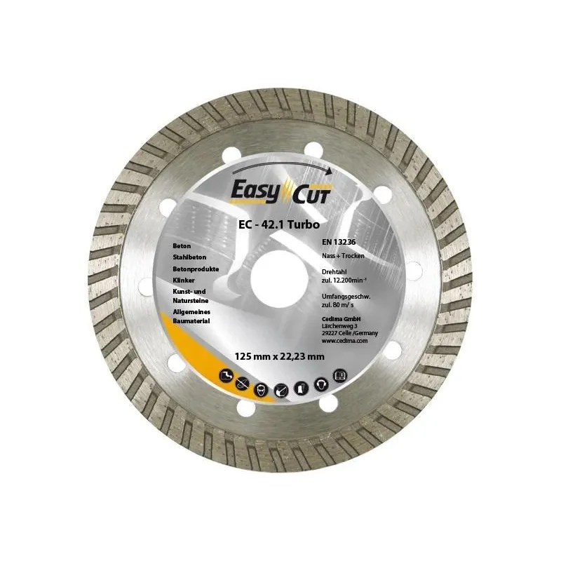 Pjovimo diskas Cedima EC-42.2 TURBO, 125 mm x 22.23 mm x 2.2 mm