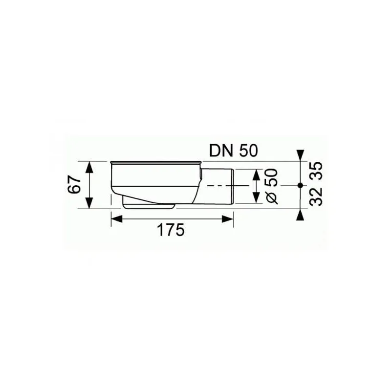 Sifons Tece DN50, plastmasa, 17.5 cm, DIA 50 mm