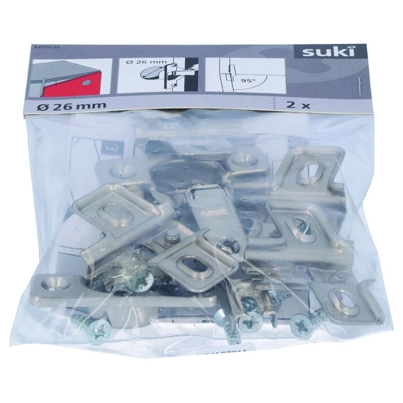 Eņģes mēbelēm Suki. 2.6 cm. 95 °. niķeļa. 2 gab.