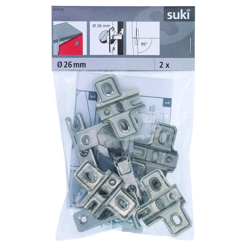 Eņģes mēbelēm Suki. 2.6 cm. 95 °. niķeļa. 2 gab.