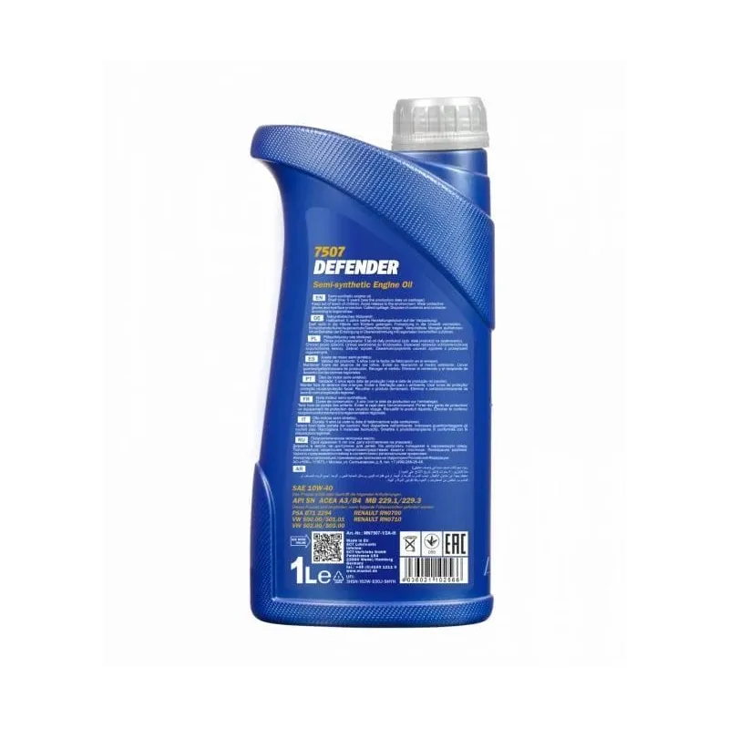 Motoreļļa Mannol Defender 10W - 40, daļēji sintētiska, 1 l