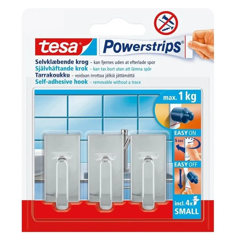 Drēbju āķis Tesa Powerstrips, hroma krās.
