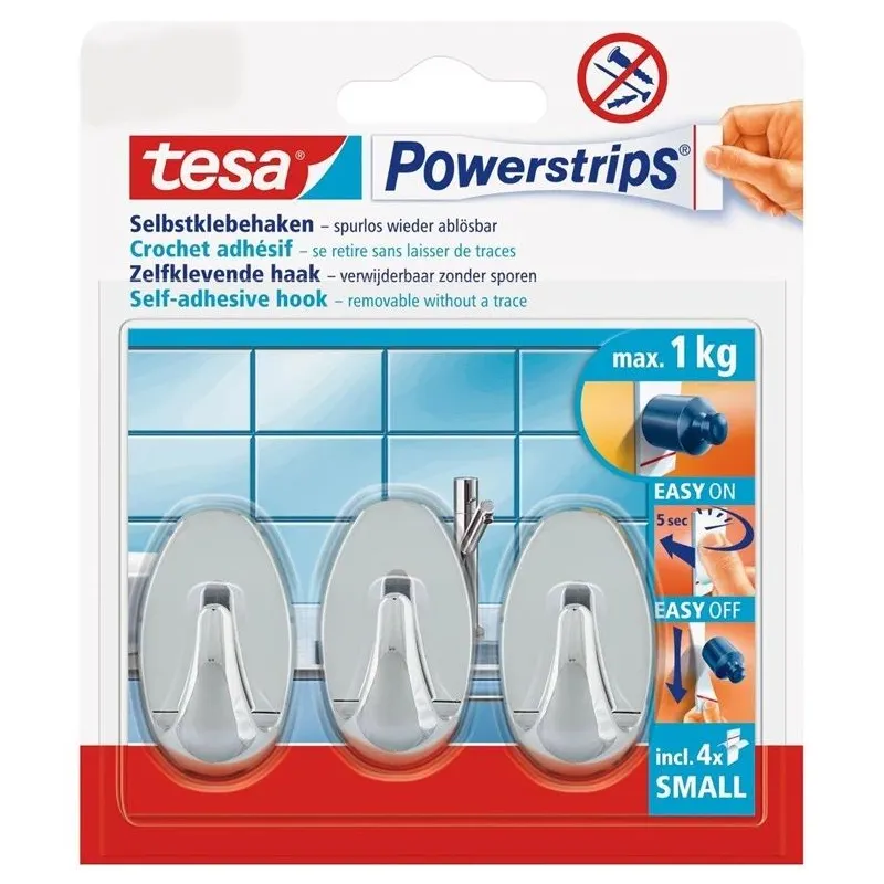 Drēbju āķis Tesa Powerstrips, hroma krās.
