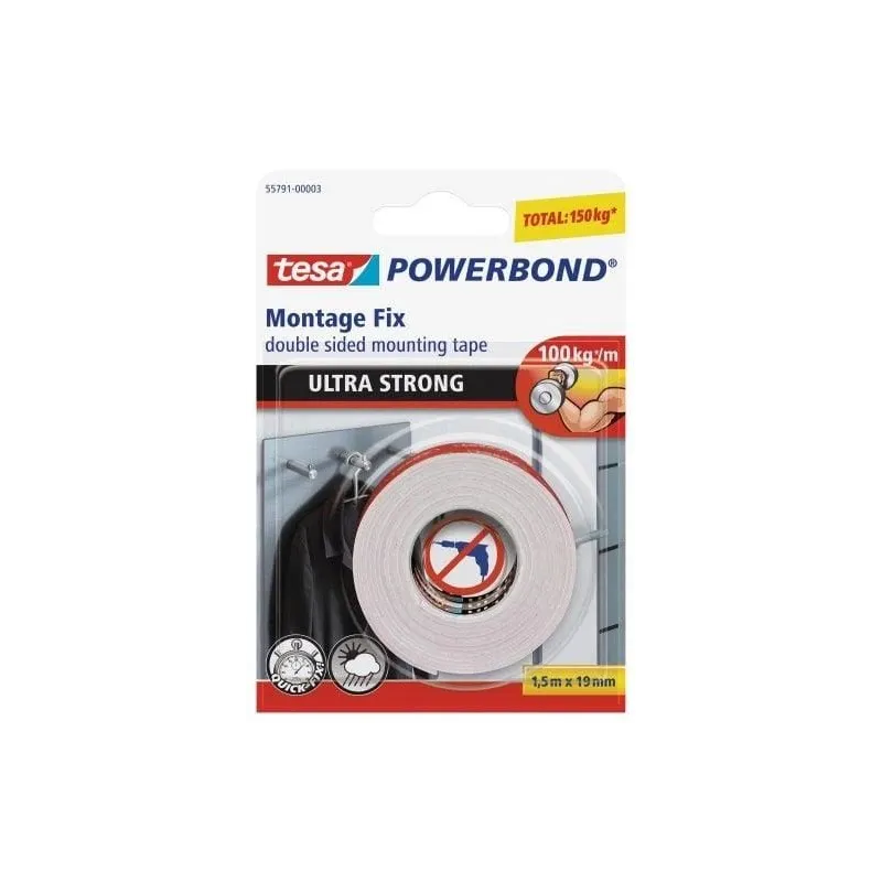 Līmlente Tesa Ultra Strong, divpusējs, 1.5 m x 19 mm