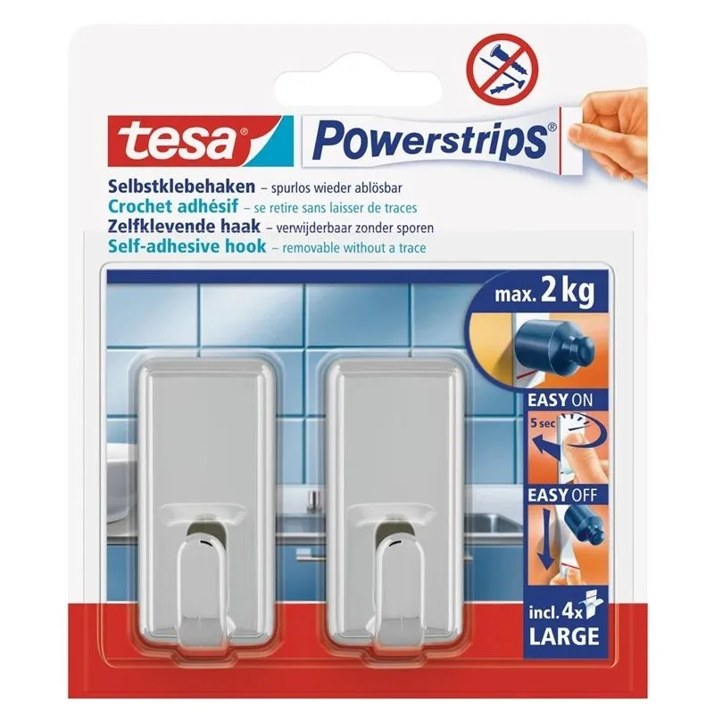 Drēbju āķis Tesa Powerstrips, hroma krās.