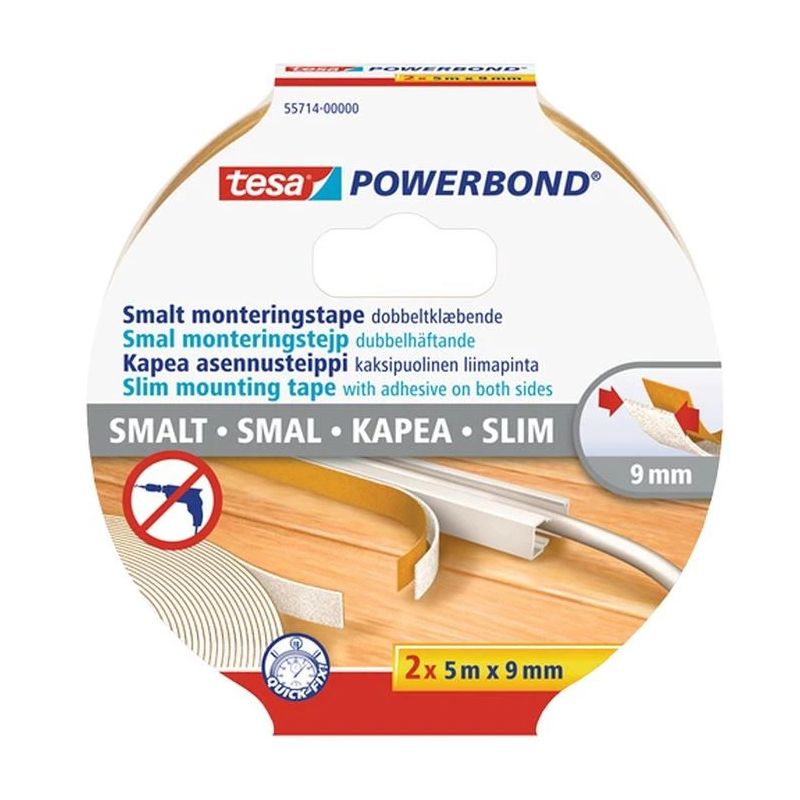 Abpusēji lipīga līmlente šaura 2x5mx9mm