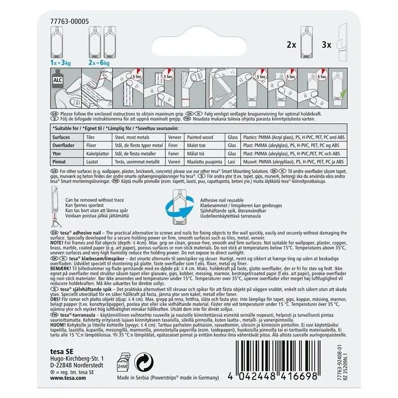 Kabliukai rėmeliui pakabinti Tesa Powerstrips, balta sp.