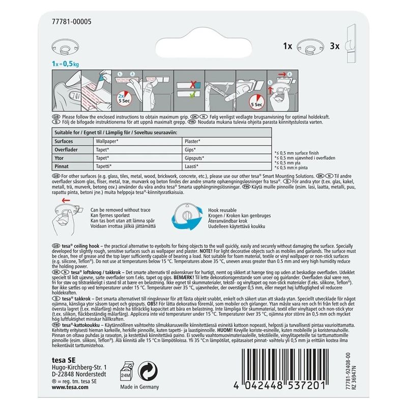 Tesa griestu āķis tesa 77781, balts