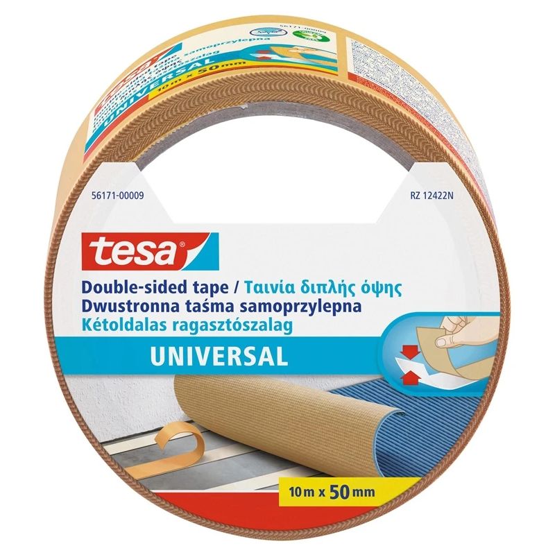 Divpusēja līmlente Tesa 10m x 50mm, dzeltena