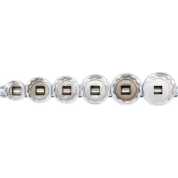 Socket Set, 12-point - 12.5 mm ,1-2, Drive - 24 - 38 mm - 6 pcs.