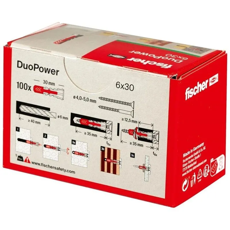 Dībelis Fischer DuoPower, 30 mm x 6 mm, 100 gab.