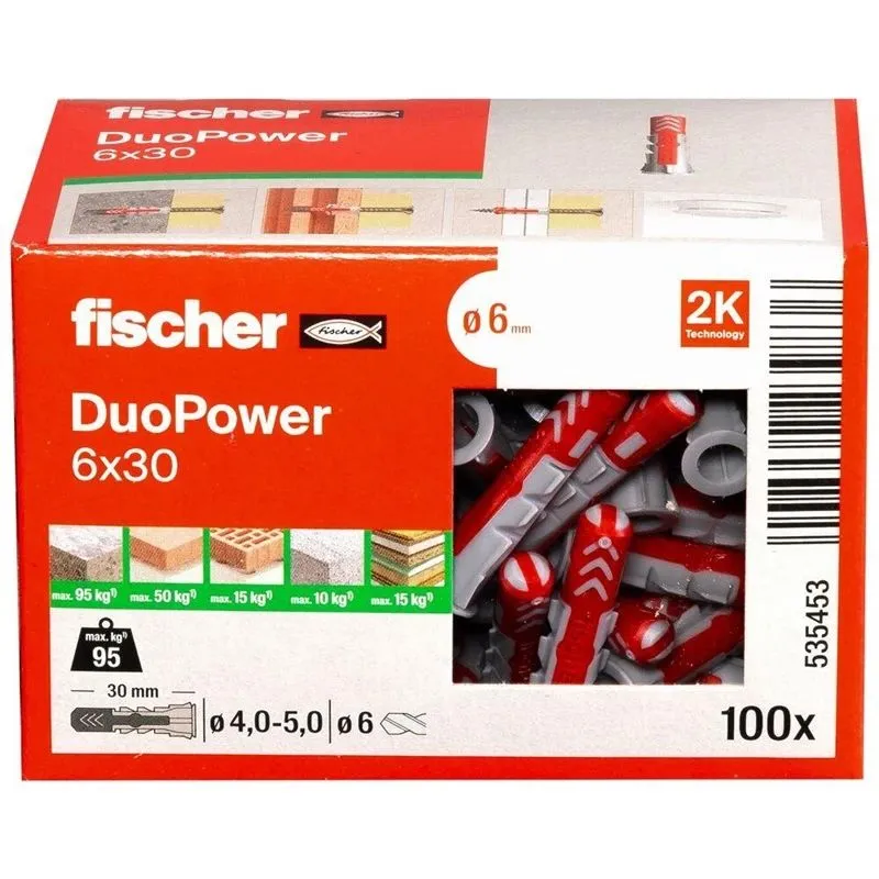 Tüübel Fischer DuoPower, 30 mm x 6 mm, 100 tk