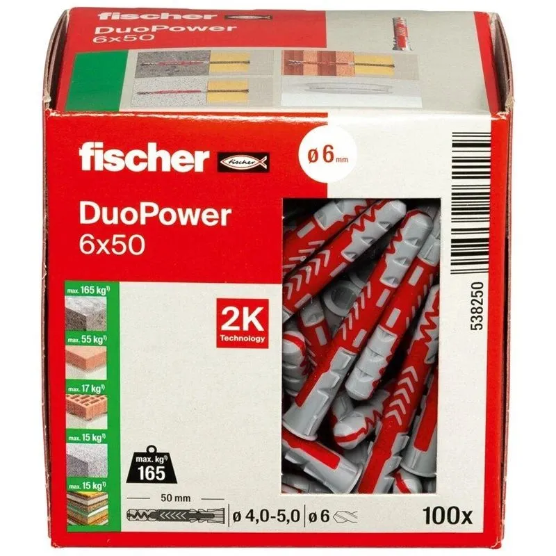 Kaištis Fischer DuoPower, 50 mm x 6 mm, 100 vnt.