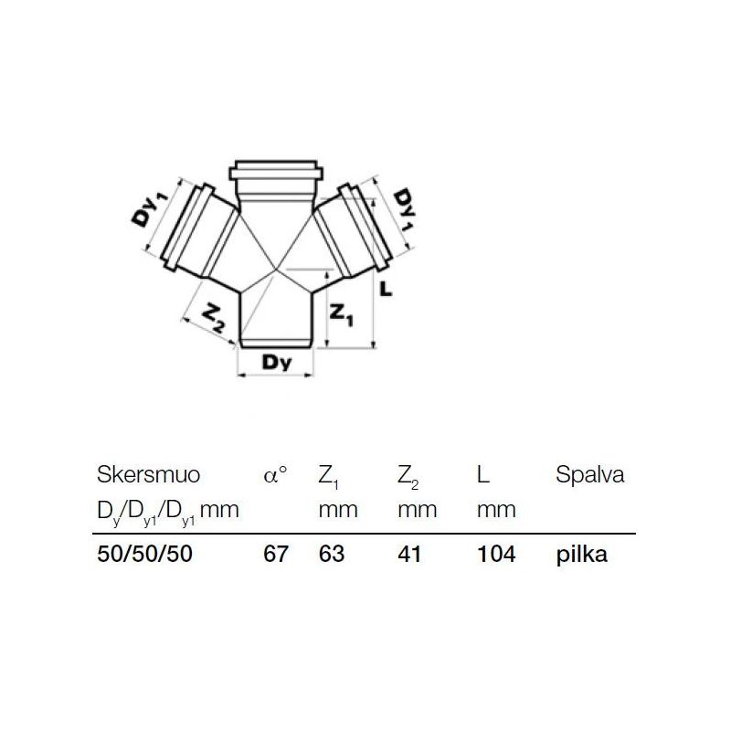 Krustgabals pvc 50x50x50-67 ,wavin,