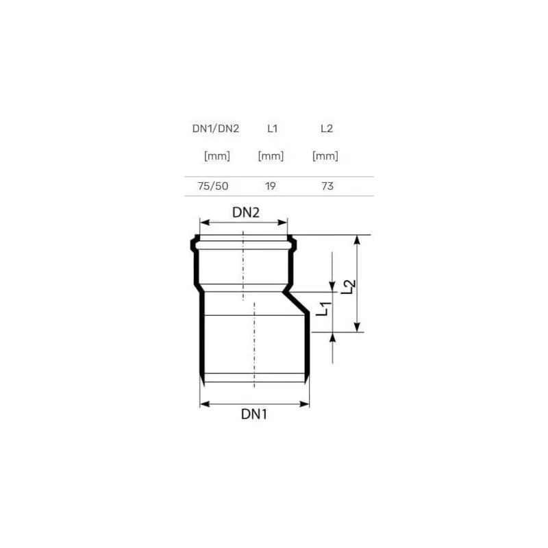 Pāreja iekštelpu kanalizācijai Magnaplast HTplus, 50 mm x 75 mm