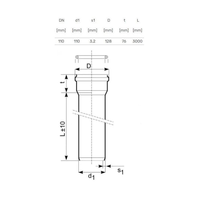 Pipe external d110 sn4 3.0m 3.2mm