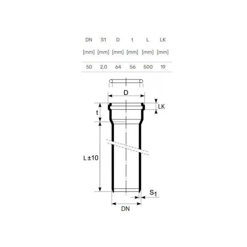 Vamzdis mažatriukšmei vidaus kanalizacijai Magnaplast, Ultra dB, PP, 50 mm, 0.5 m