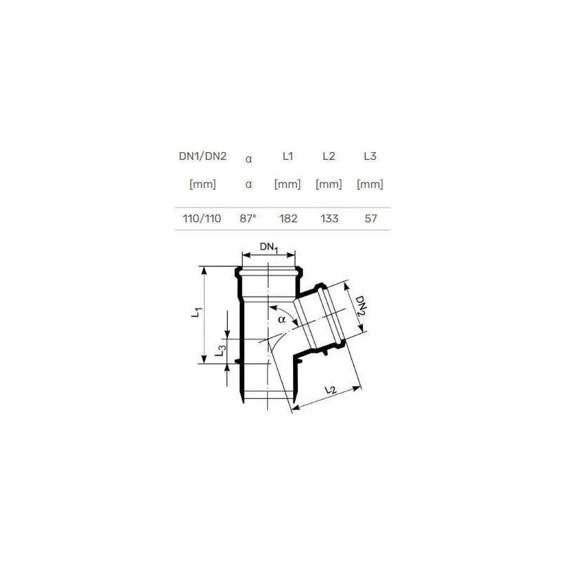Trejgabals iekštelpu kanalizācijas sistēmai ar zemu trokšņu līmeni Magnaplast Ultra dB, 110 mm x 110 mm, 87 °
